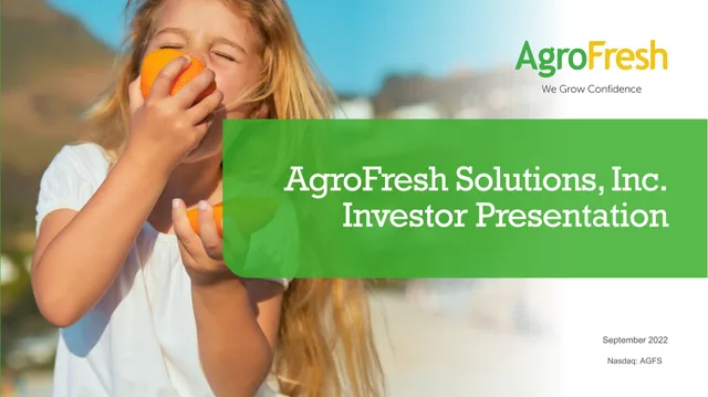 Agrofresh — AgroFresh Solutions, Inc. Investor Presentation investment banking deck cover