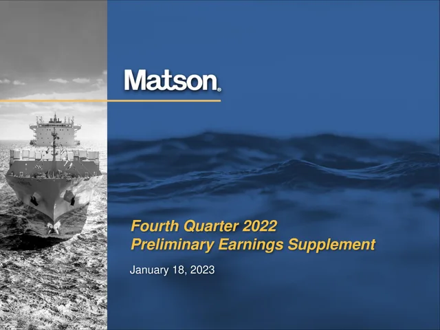 Matson — Fourth Quarter 2022 Preliminary Earnings Supplement investment banking deck cover