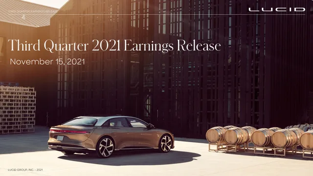 Lucid Motors — Third Quarter 2021 Earnings Release investment banking deck cover