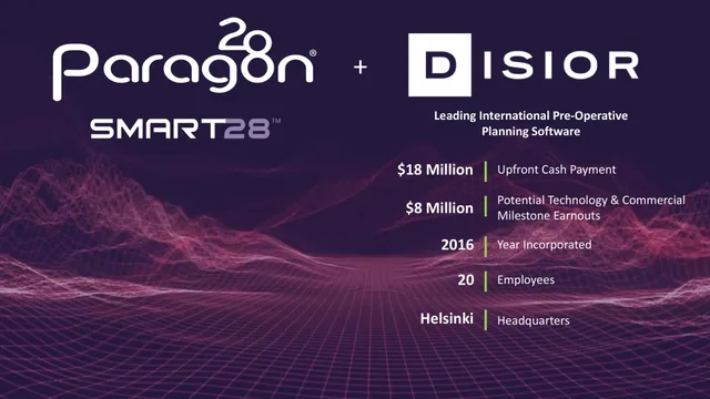 Paragon28 — Acquisition Announcement investment banking deck cover