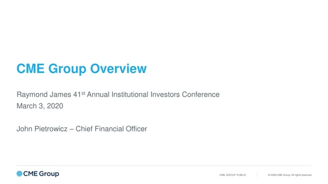 CME Group — CME Group Overview investment banking deck cover