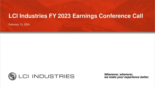 Lci Industries — LCI Industries FY 2023 Earnings Conference Call investment banking deck cover