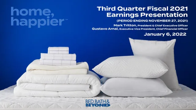Bed Bath Beyond — Third Quarter Fiscal 2021 Earnings Presentation investment banking deck cover