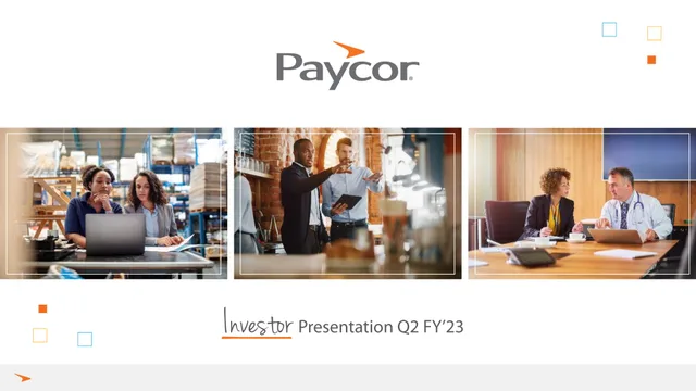 Paycor — Investor Presentation Q2 FY'23 investment banking deck cover