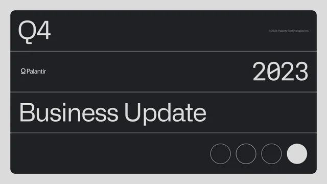 Palantir — Business Update investment banking deck cover