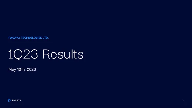 Pagaya — 1Q23 Results investment banking deck cover