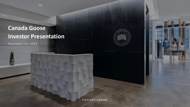 Canada Goose — Canada Goose Investor Presentation investment banking deck cover
