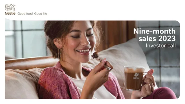 Nestle — Nine-month sales 2023 investment banking deck cover