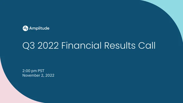 Amplitude — Q3 2022 Financial Results Call investment banking deck cover