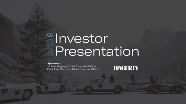 Hagerty — Q2 2023 Investor Presentation investment banking deck cover
