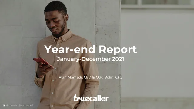 Truecaller — Year-end Report investment banking deck cover