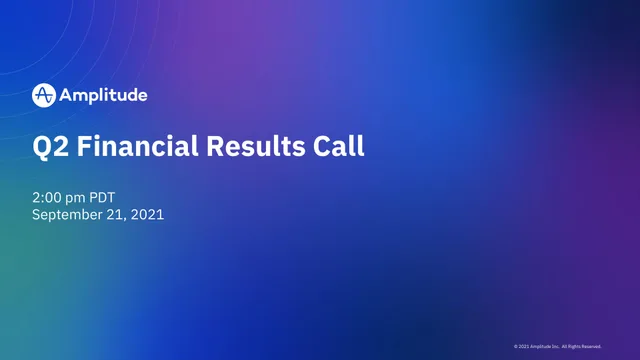 Amplitude — Q2 Financial Results Call investment banking deck cover