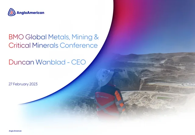 Anglo American — BMO Global Metals, Mining & Critical Minerals Conference investment banking deck cover