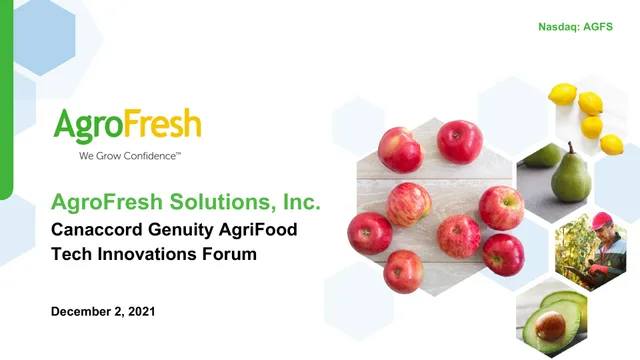 Agrofresh — AgroFresh Solutions, Inc. investment banking deck cover