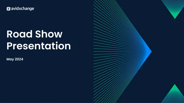 Avidxchange — Road Show Presentation investment banking deck cover
