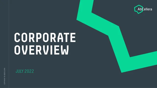 Abcellera — Corporate Overview investment banking deck cover