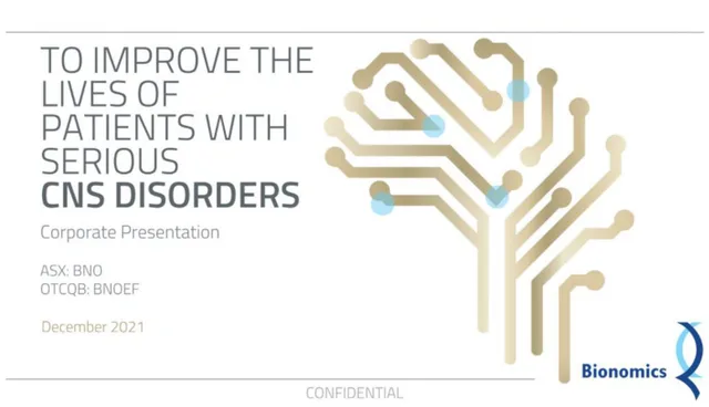 Bionomics — To Improve The Lives Of Patients With Serious Cns Disorders investment banking deck cover