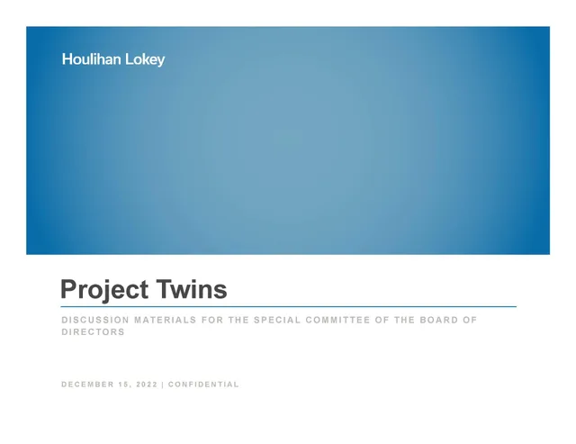 Houlihan Lokey — Project Twins investment banking deck cover
