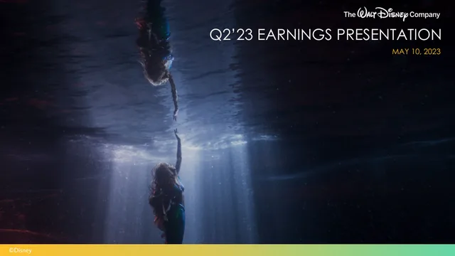 Disney — Q2'23 Earnings Presentation investment banking deck cover
