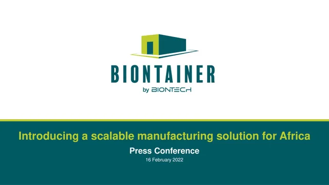 Biontech — Introducing a scalable manufacturing solution for Africa investment banking deck cover