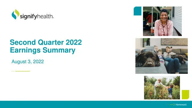 Signify Health — Second Quarter 2022 Earnings Summary investment banking deck cover