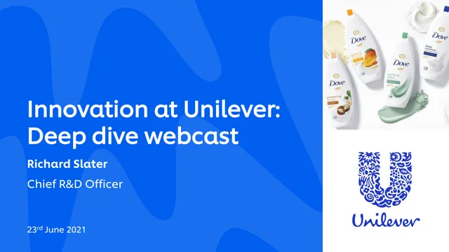 Unilever — Innovation at Unilever: Deep dive webcast investment banking deck cover