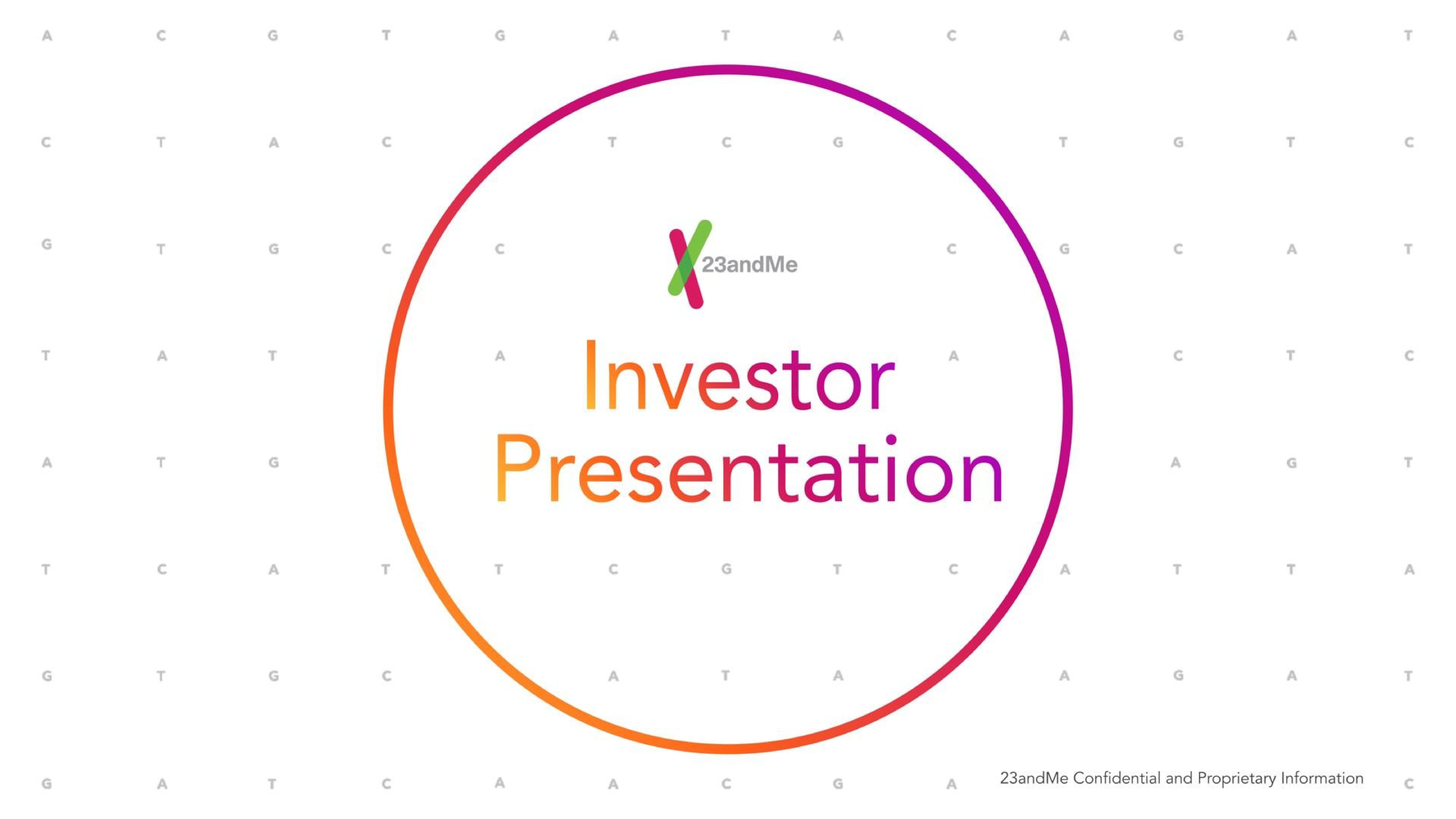 23andme — Investor Presentation investment banking deck slide