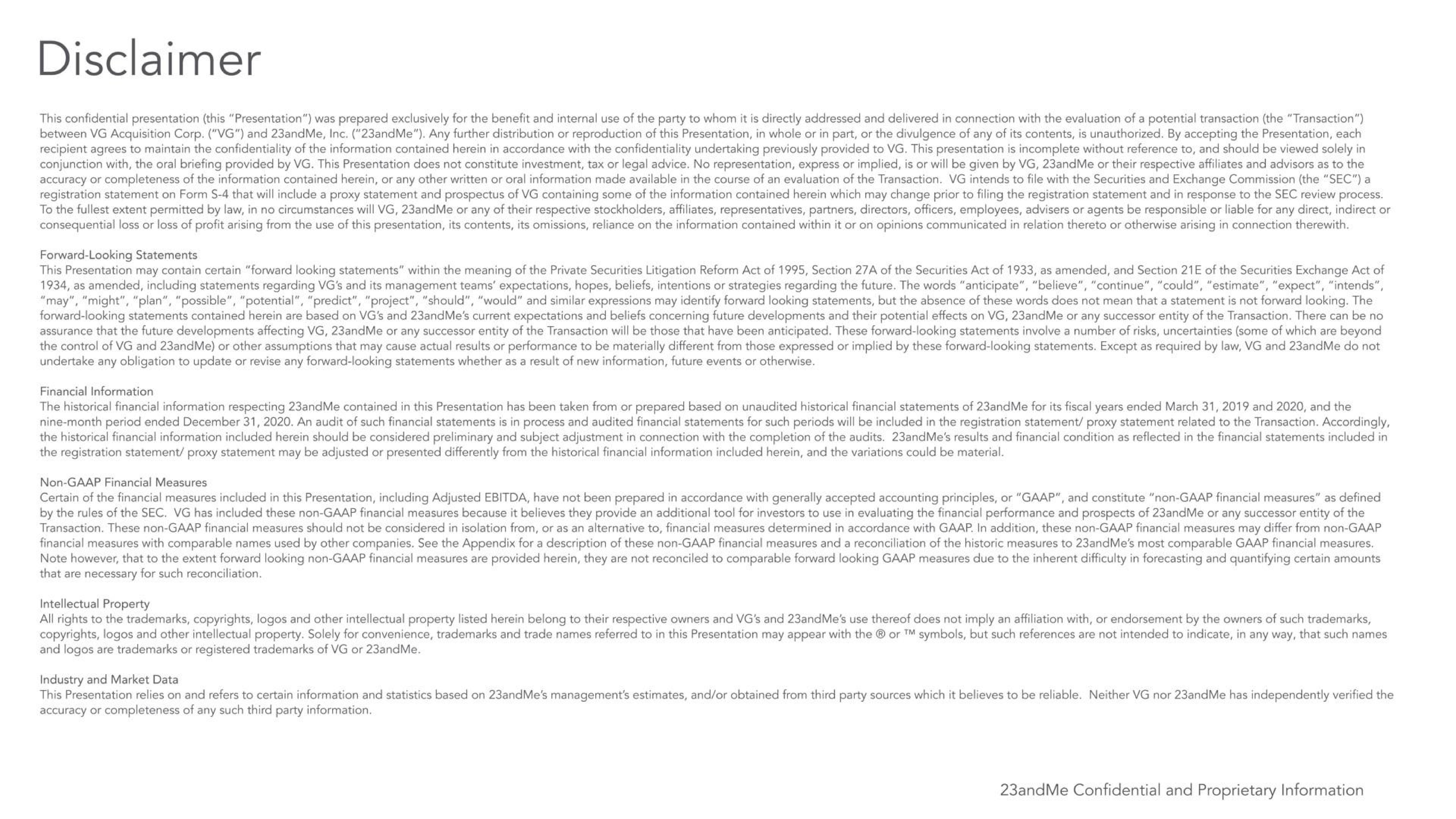 Text slide 2 from 23andme — Investor Presentation