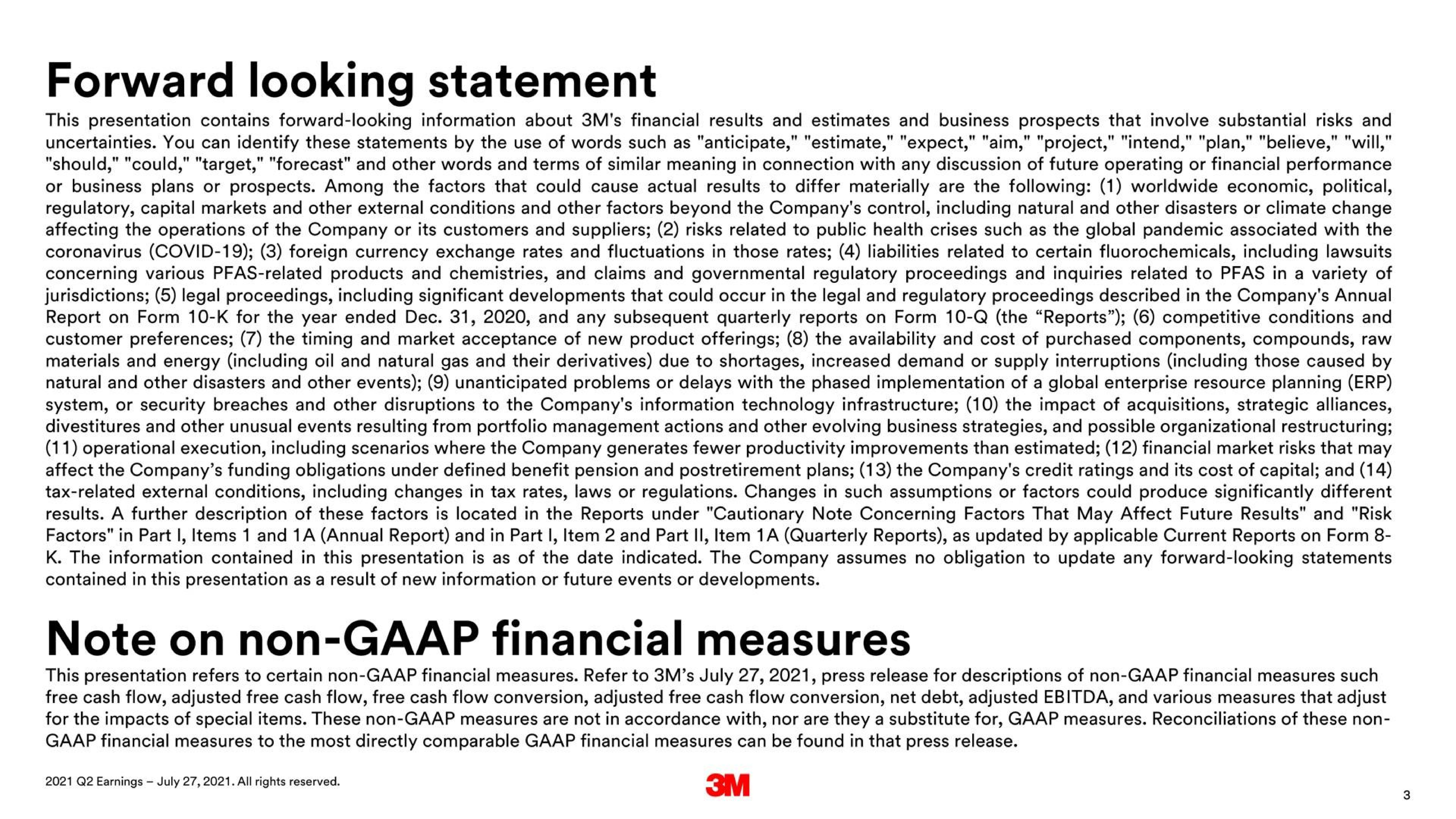 Text slide 3 from 3m — 2021 Second Quarter Earnings