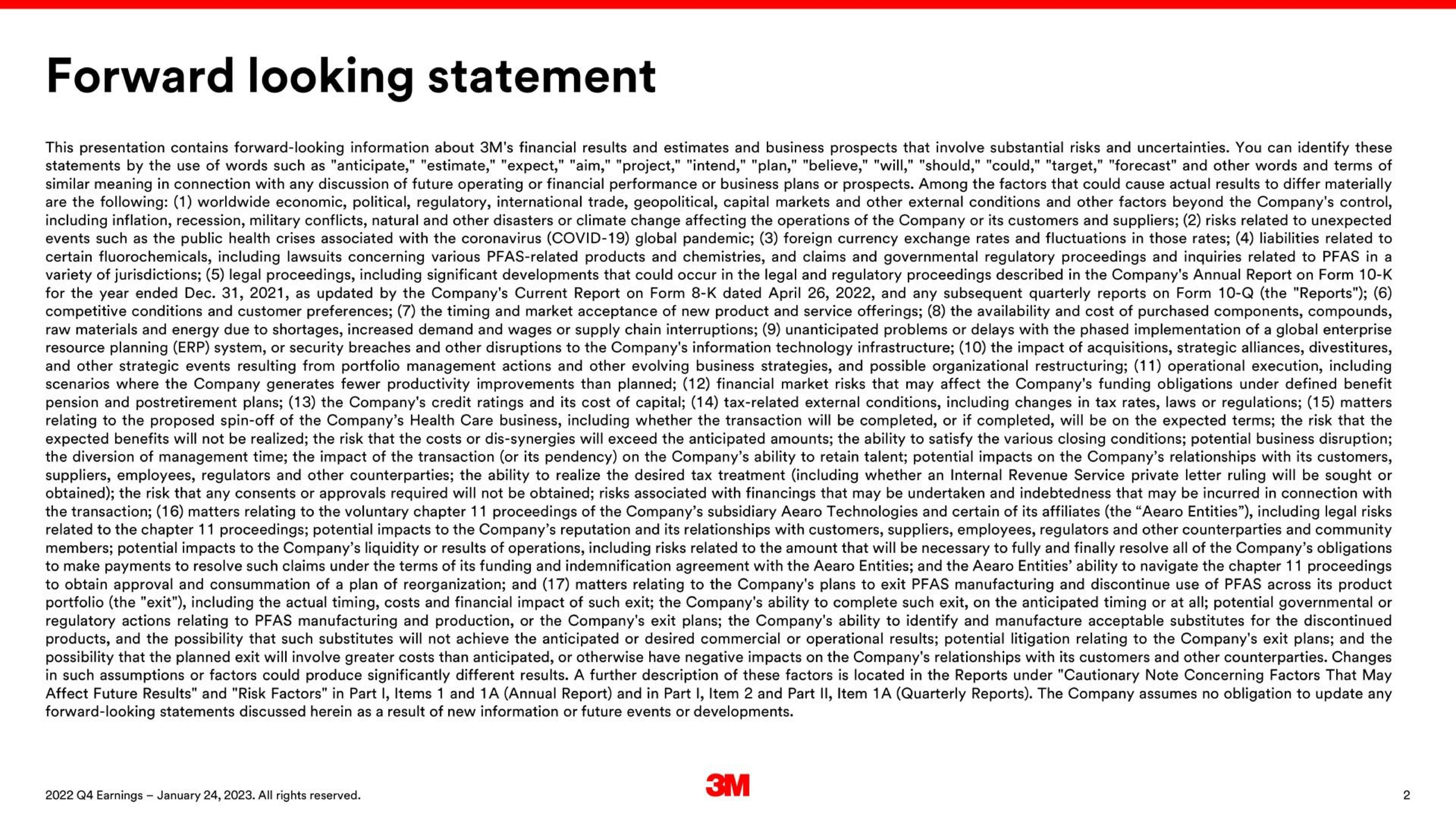 Text slide 2 from 3m — 2022 Fourth Quarter Earnings