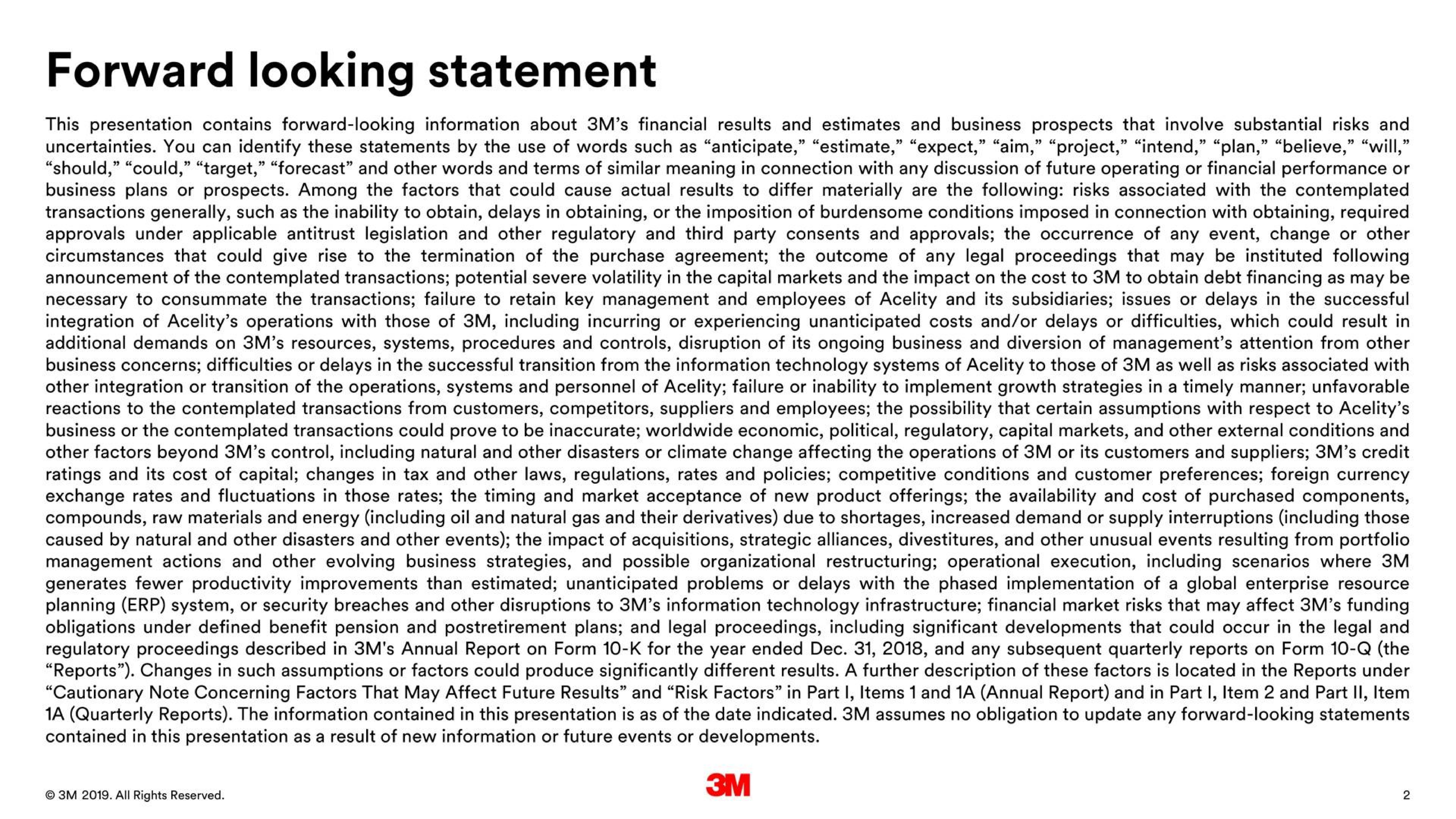 Text slide 2 from 3m — 3M to Acquire Acelity Inc.