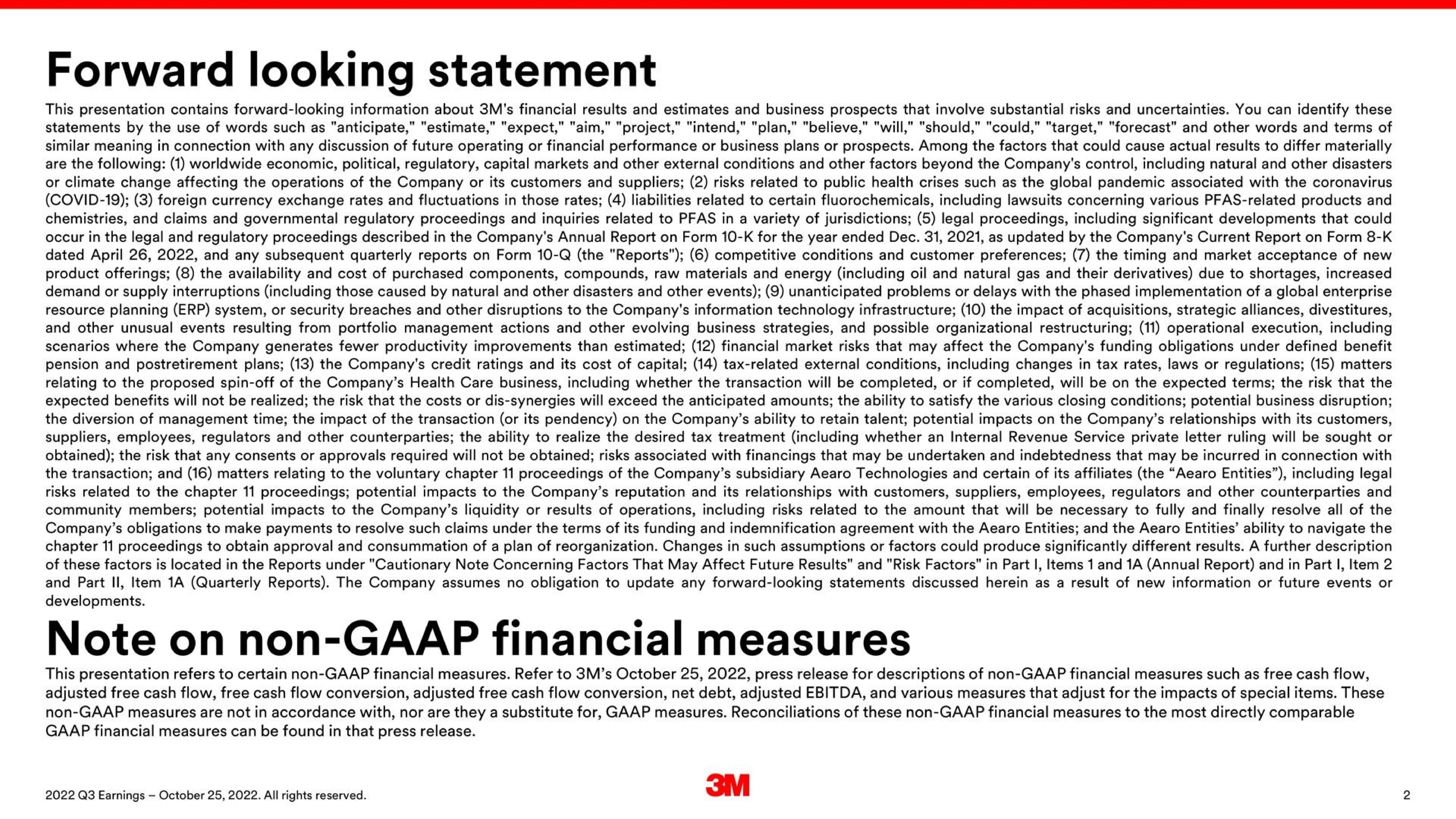 Text slide 2 from 3m — 2022 Third Quarter Earnings