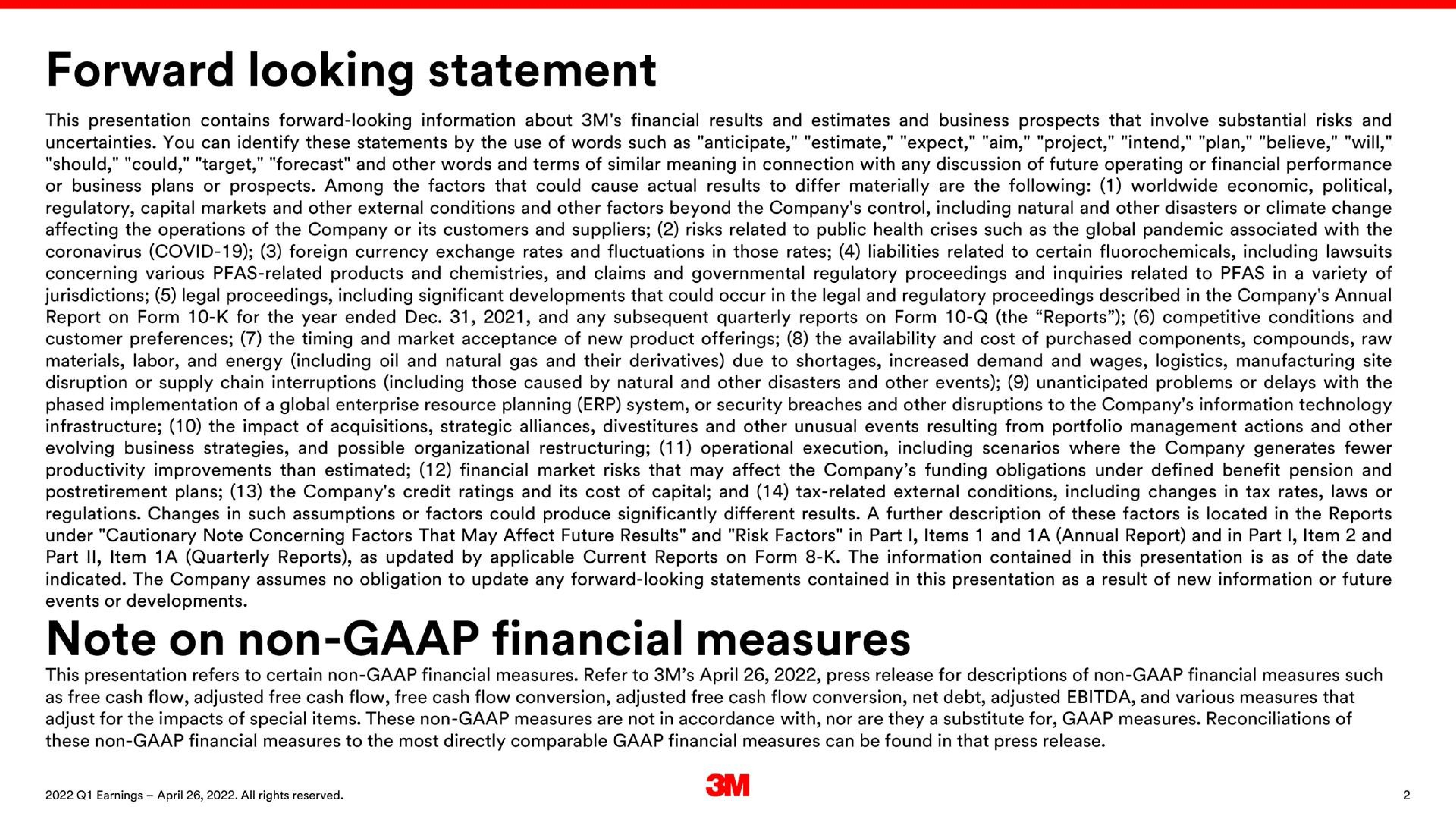Text slide 2 from 3m — 2022 First Quarter Earnings