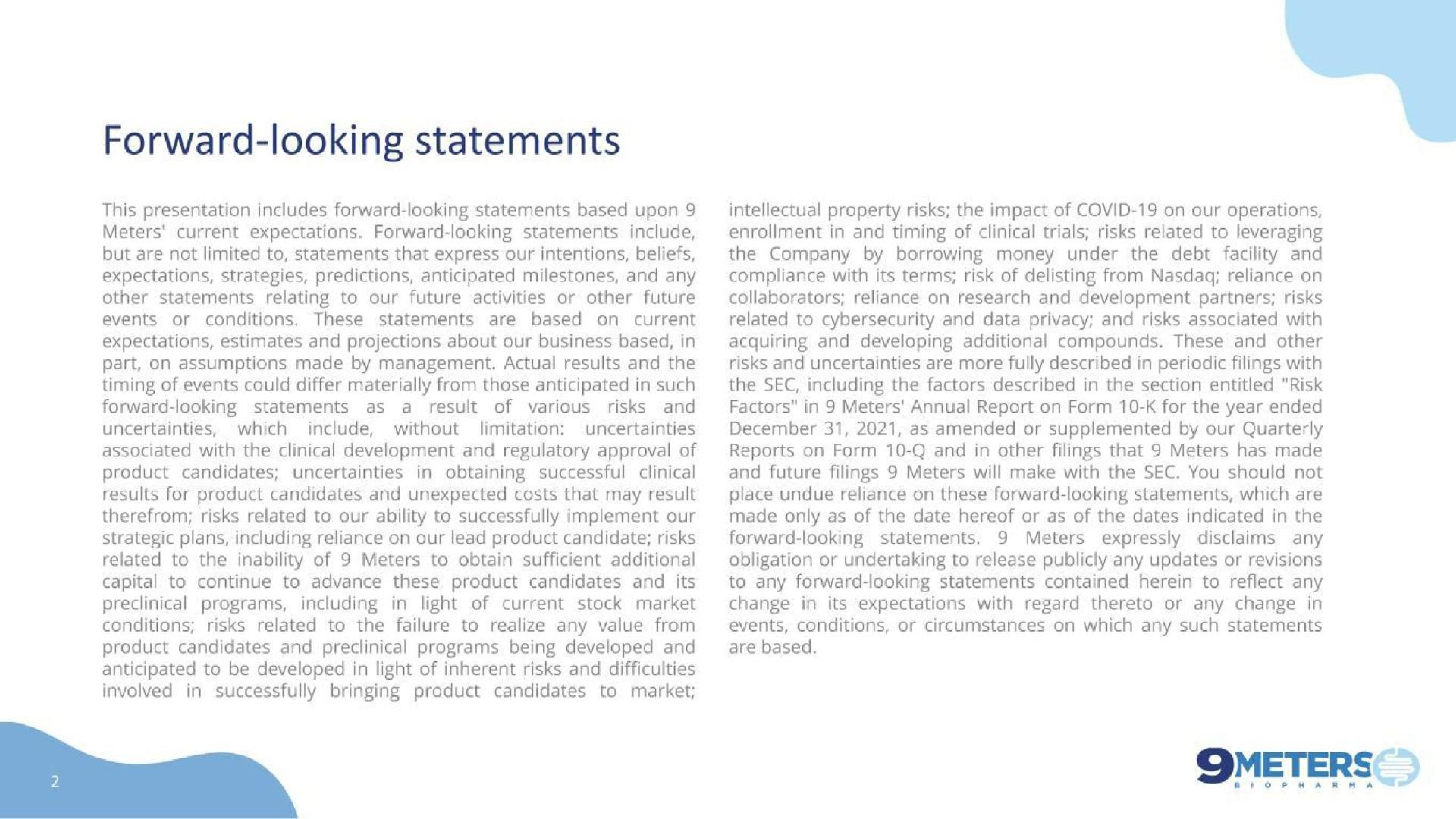 Text slide 2 from 9 Meters Biopharma — Pioneering Novel Treatments