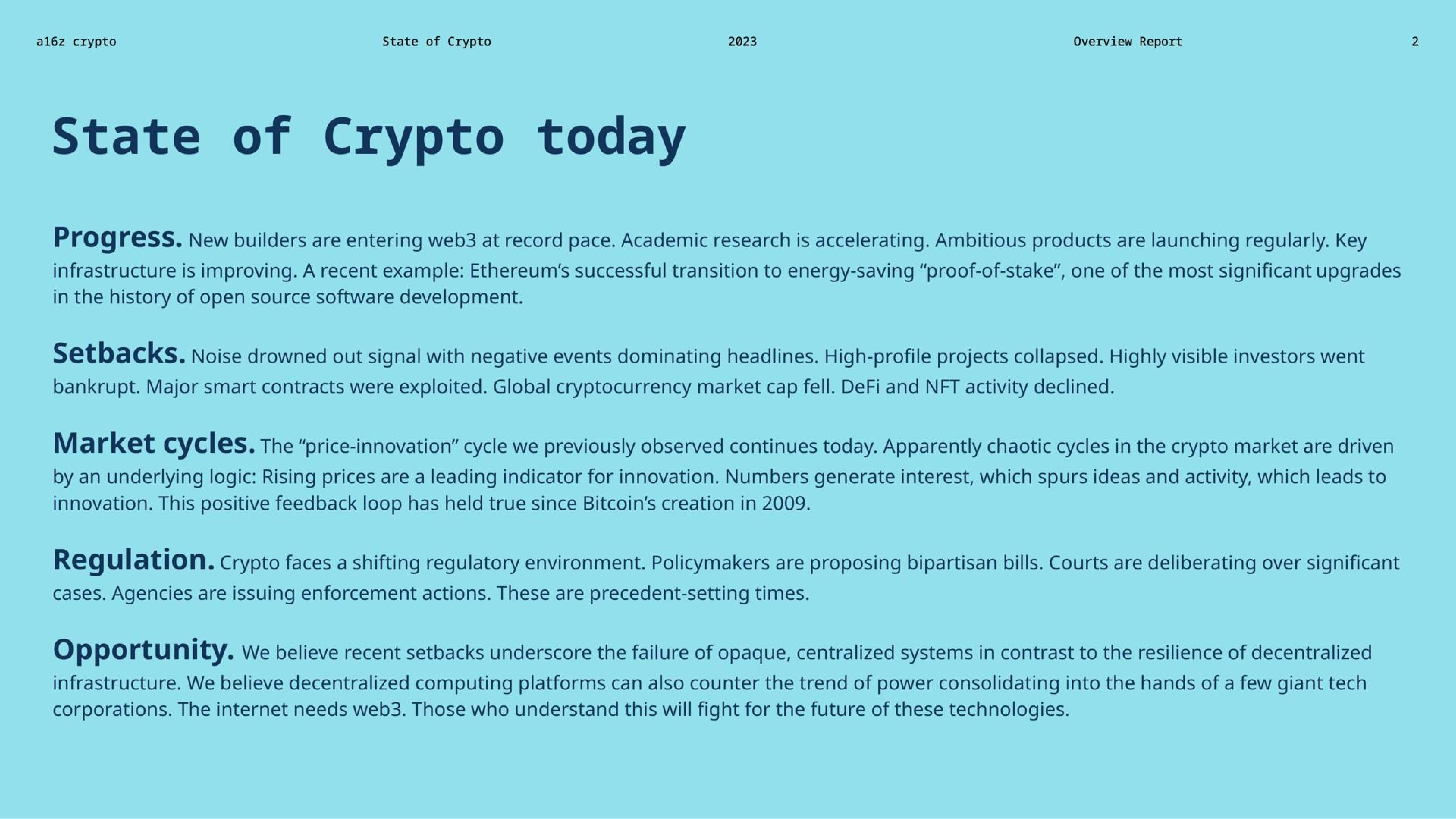 Text slide 2 from A16z — State Of Crypto 2023