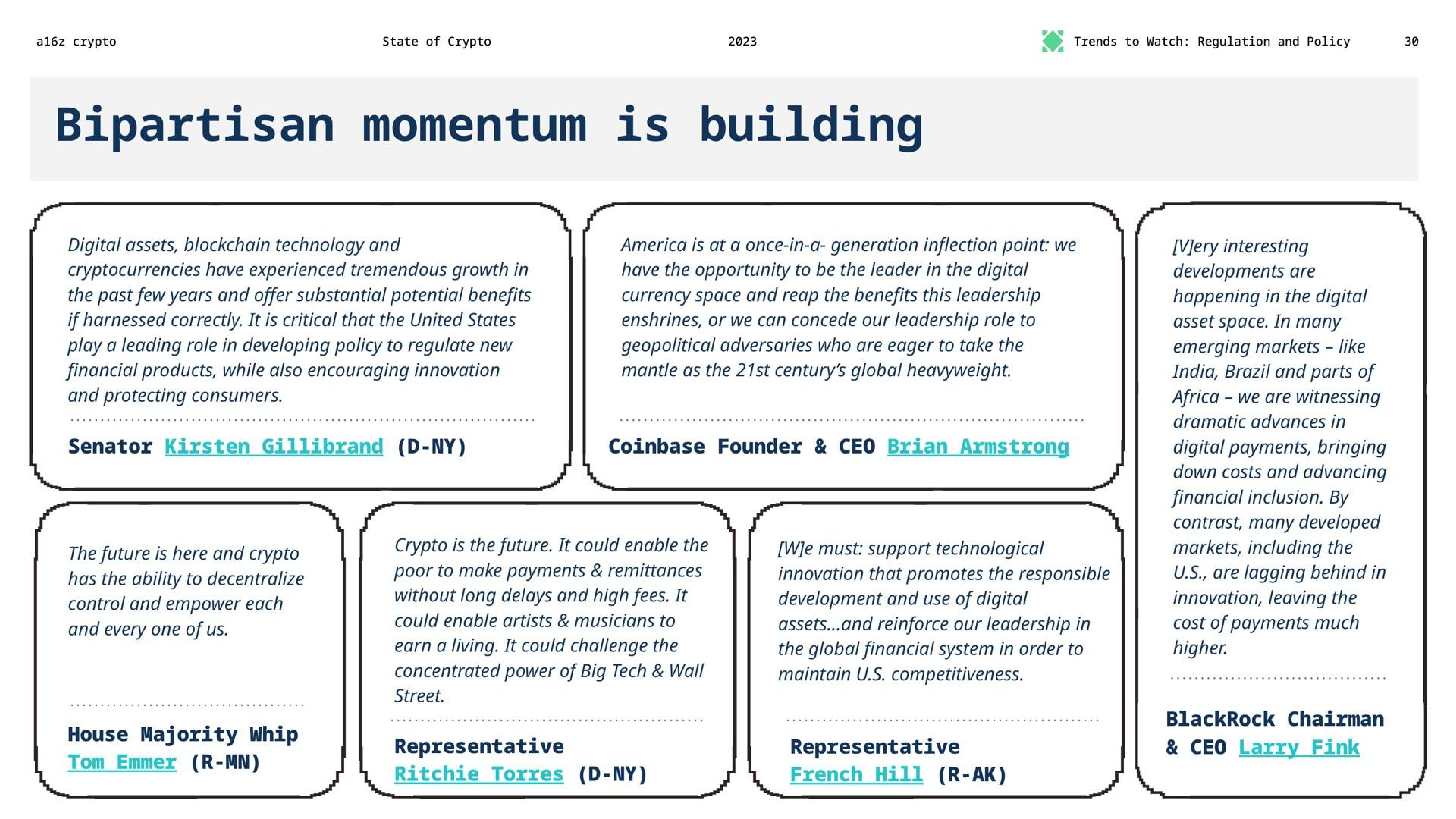 Quote slide 30 from A16z — State Of Crypto 2023
