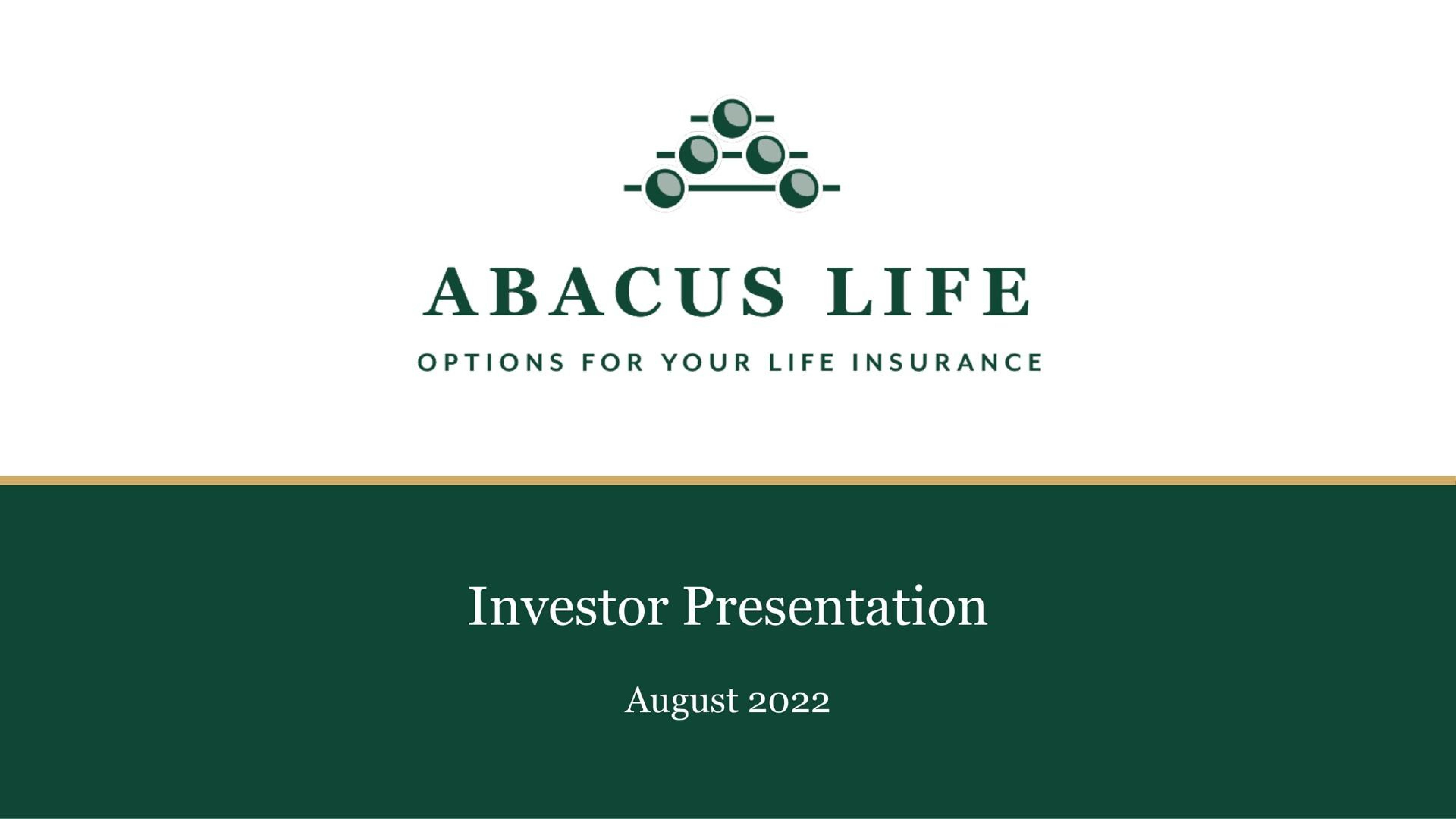 Abacus Life — Title Slide investment banking deck slide