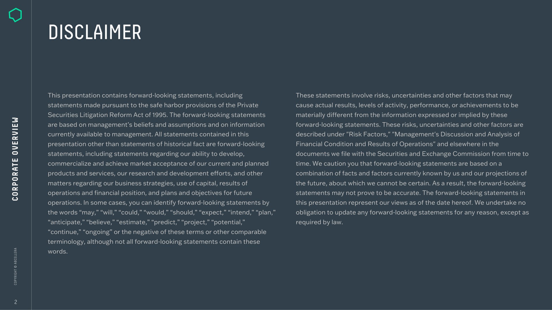 Text slide 2 from Abcellera — Corporate Overview