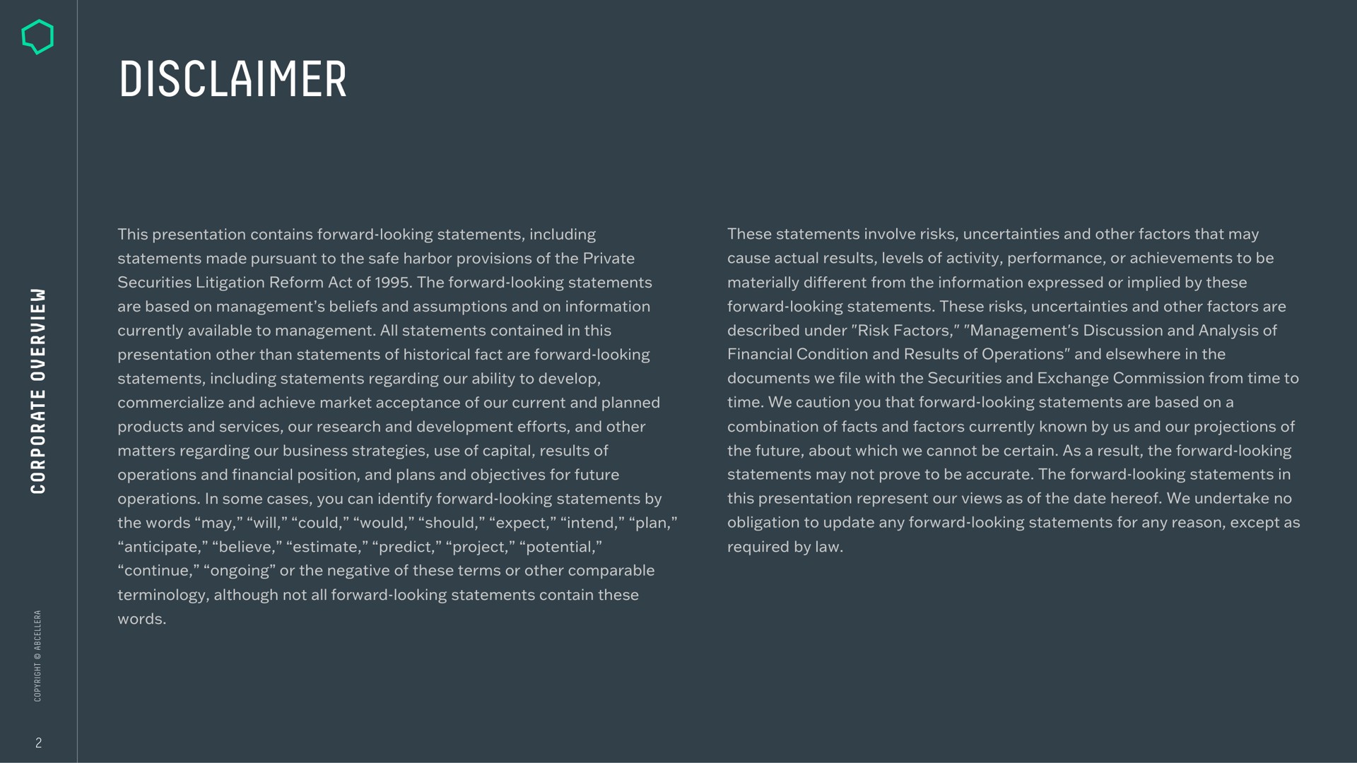 Text slide 2 from Abcellera — Corporate Overview
