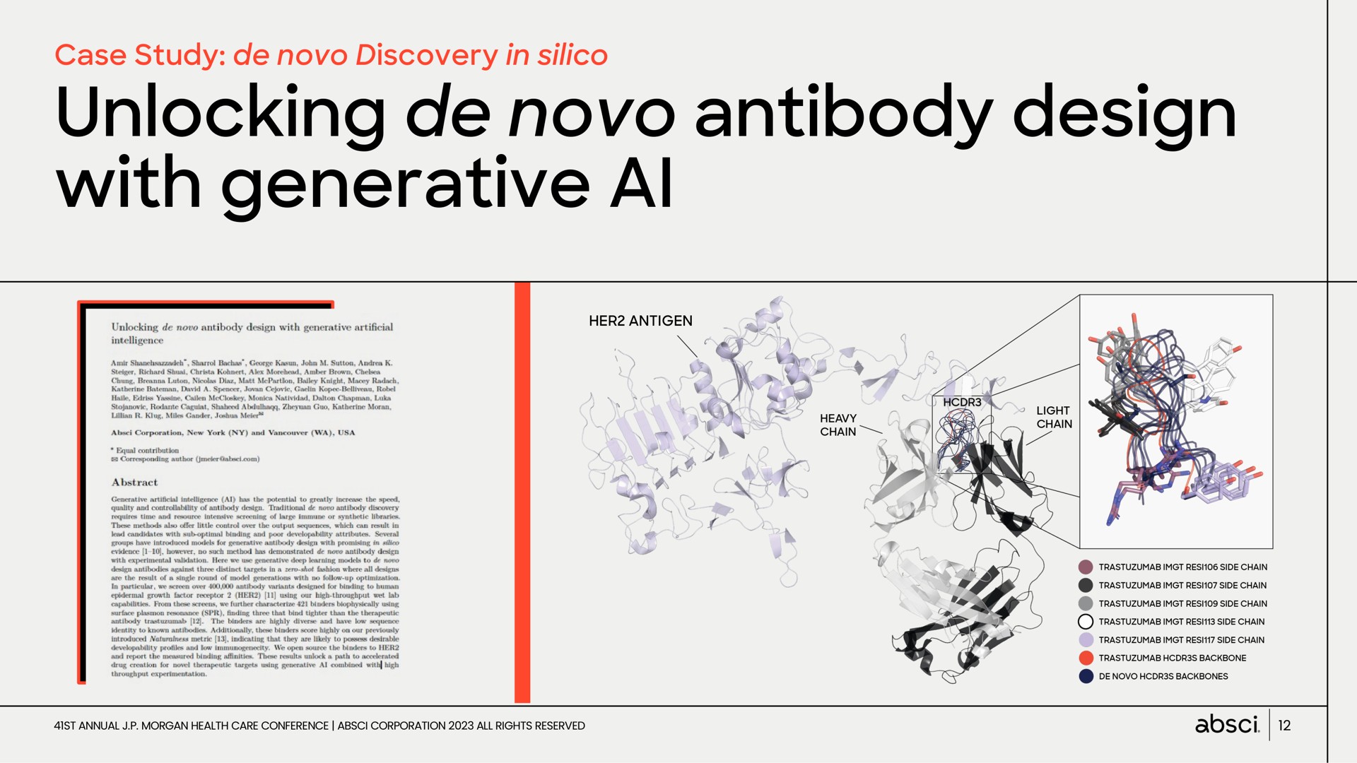 Case Study slide 12 from Absci — Creating drugs at the speed of AI.
