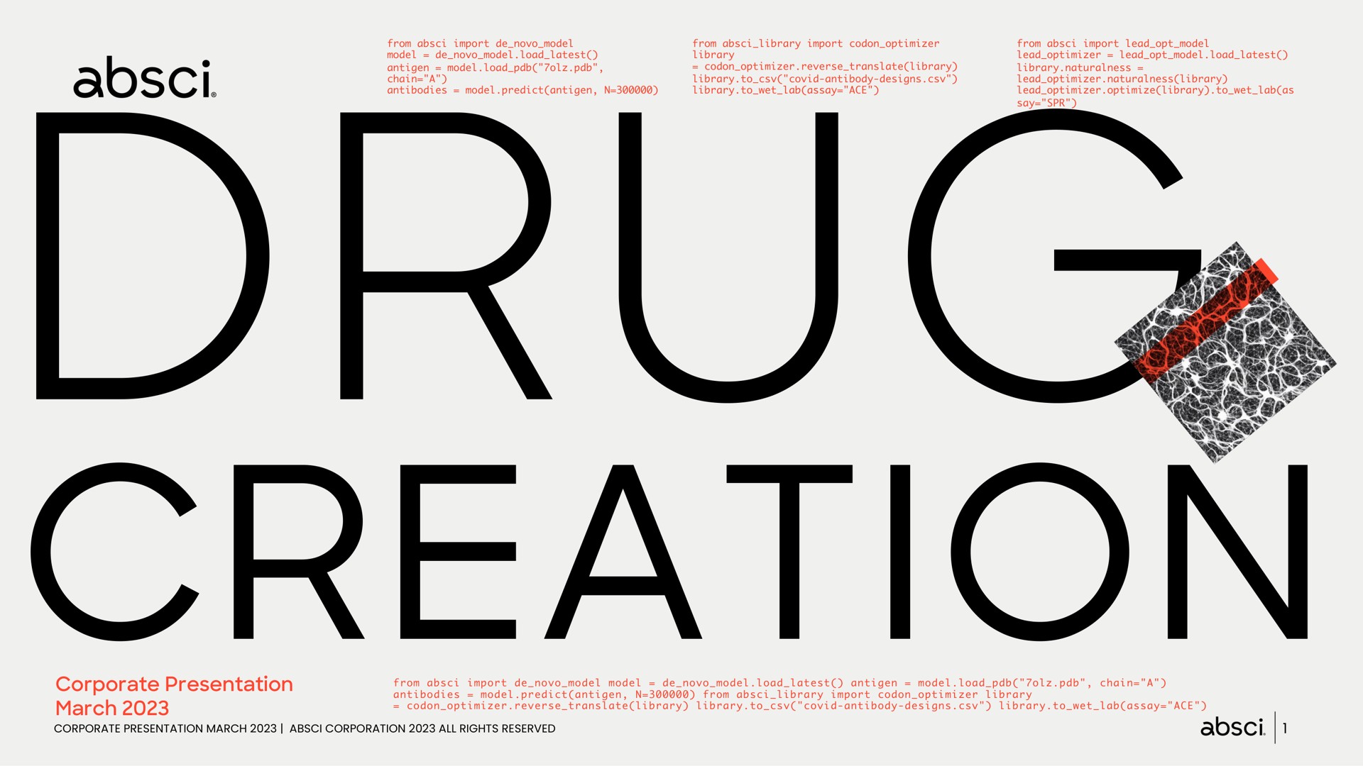 Absci — Drug Creation investment banking deck slide