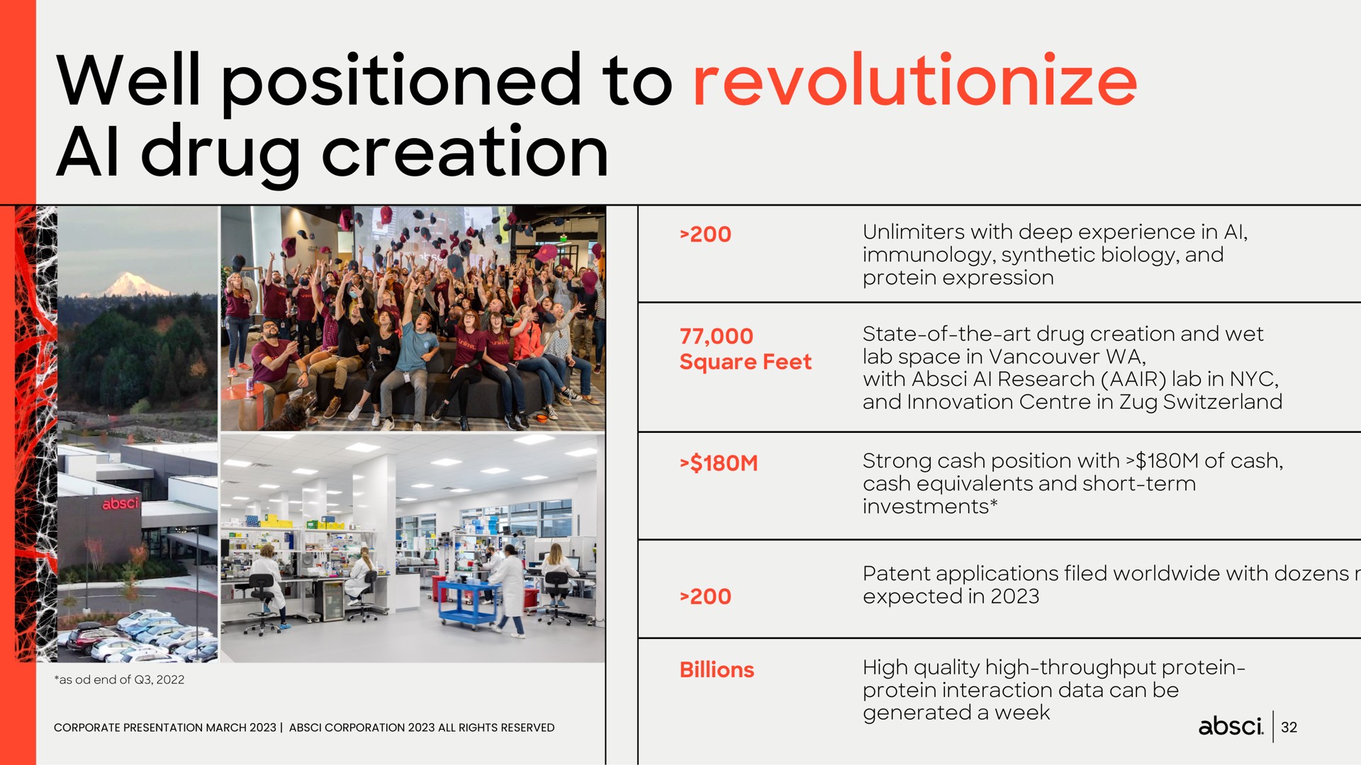Table slide 32 from Absci — Drug Creation