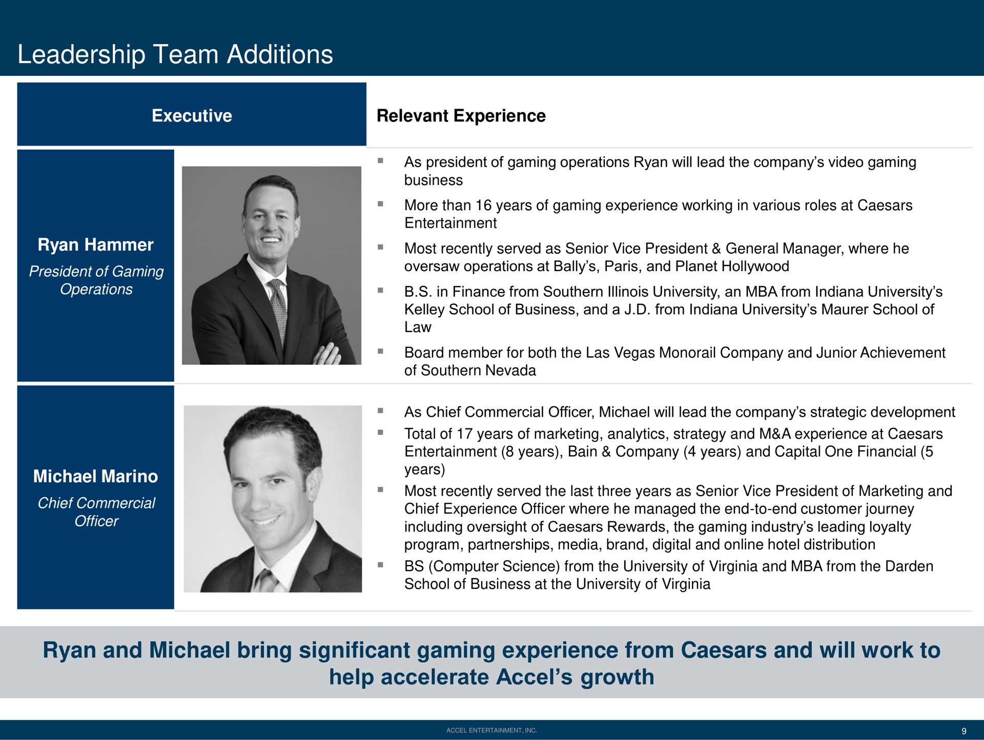 Team slide 9 from Accel Entertaiment — Fourth Quarter Earnings Presentation