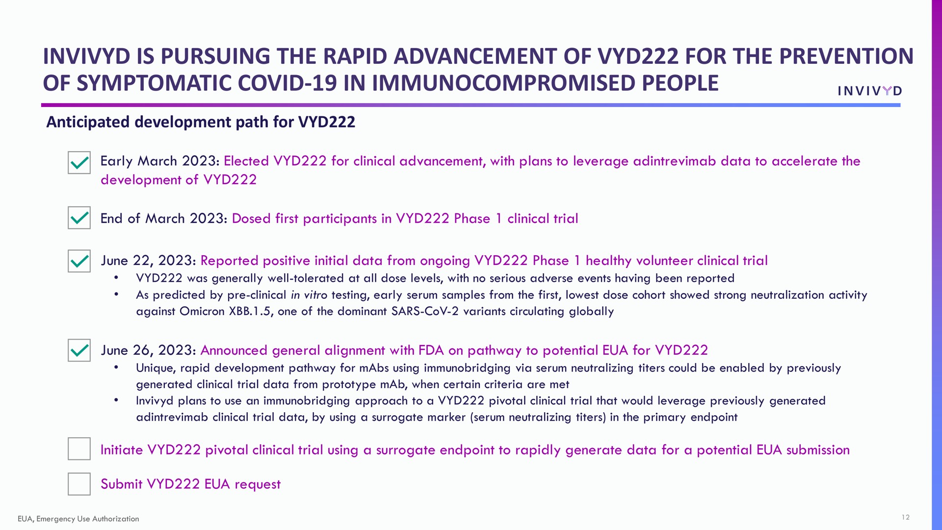 Timeline slide 12 from Adagio Therapeutics — Corporate Overview