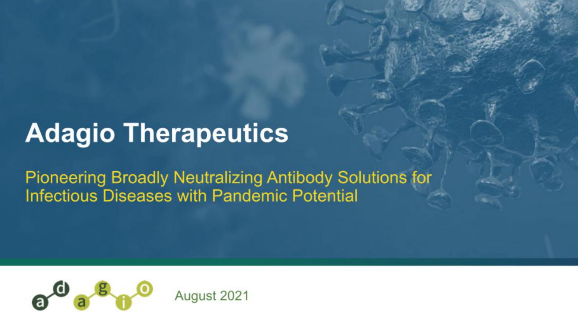 Adagio Therapeutics investment banking deck slide