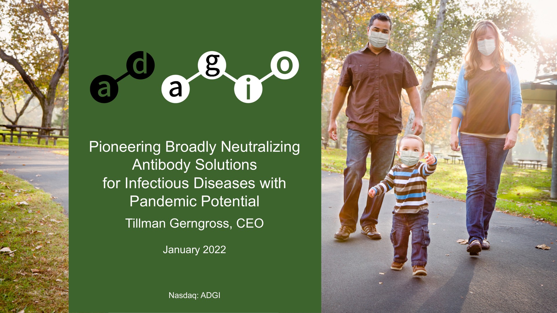 Adagio Therapeutics — Cover Slide investment banking deck slide