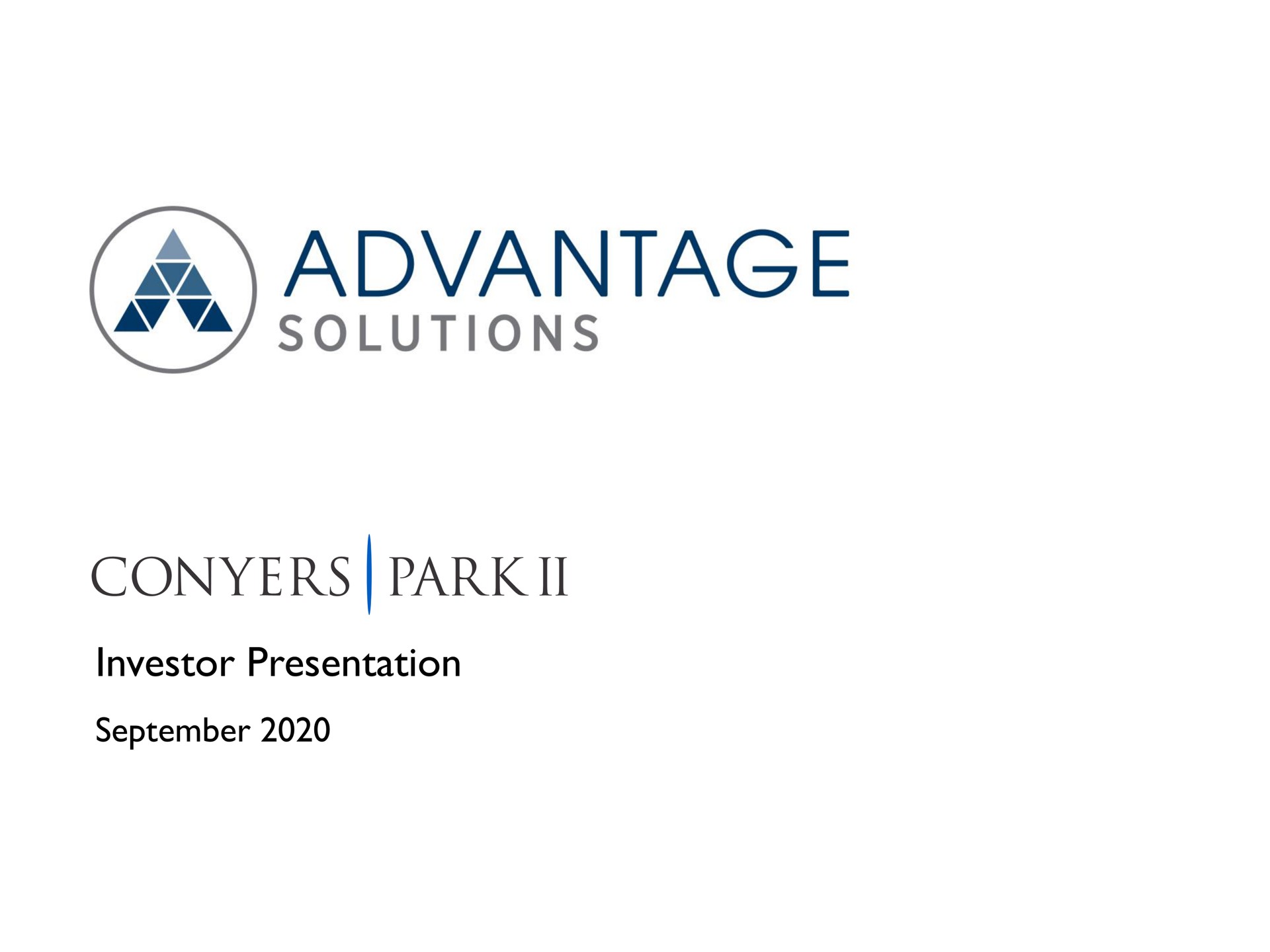 Advantage Solutions — Cover Slide investment banking deck slide