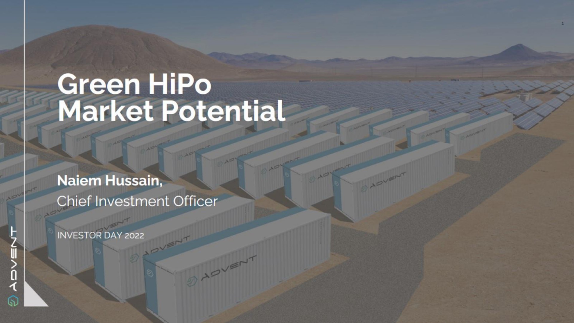 Advent — Green HiPo Market Potential investment banking deck slide