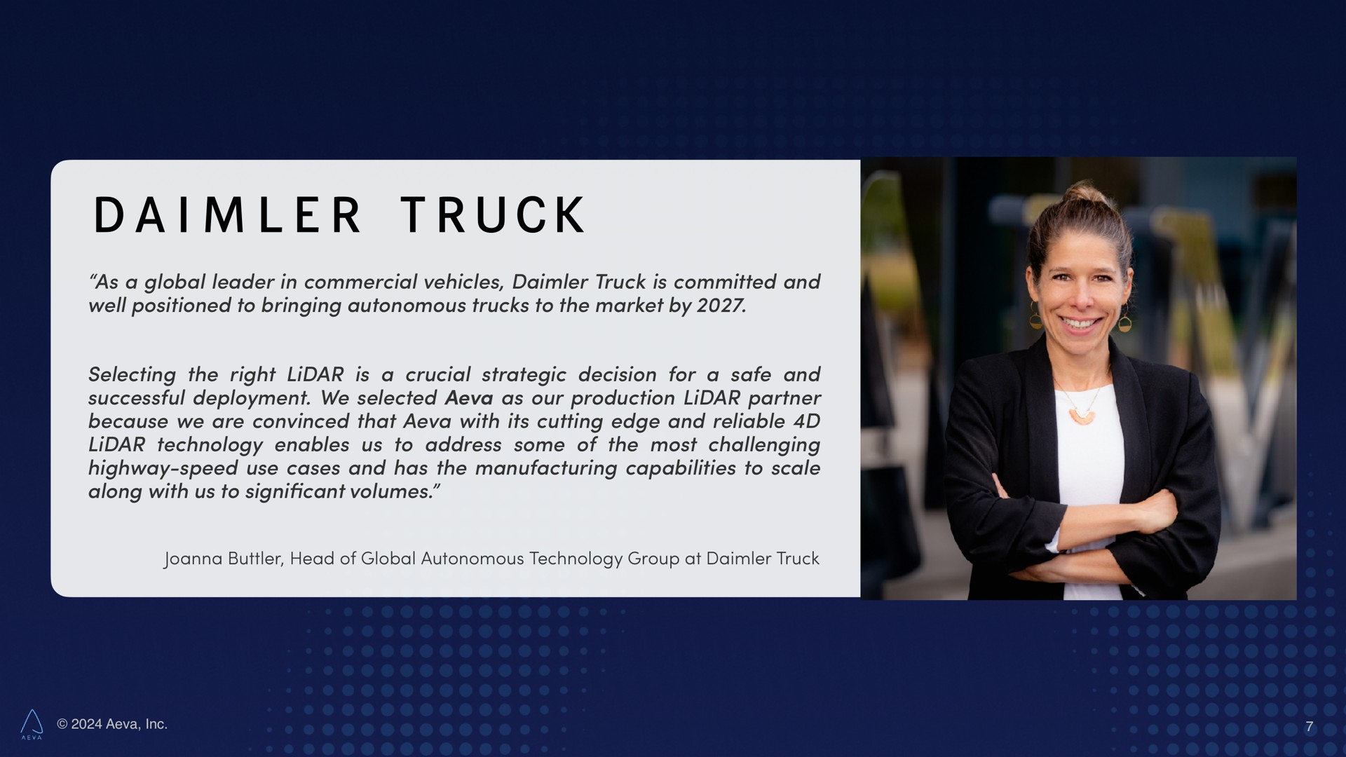 Quote slide 7 from Aeva — Fourth Quarter and Full Year 2023 Results