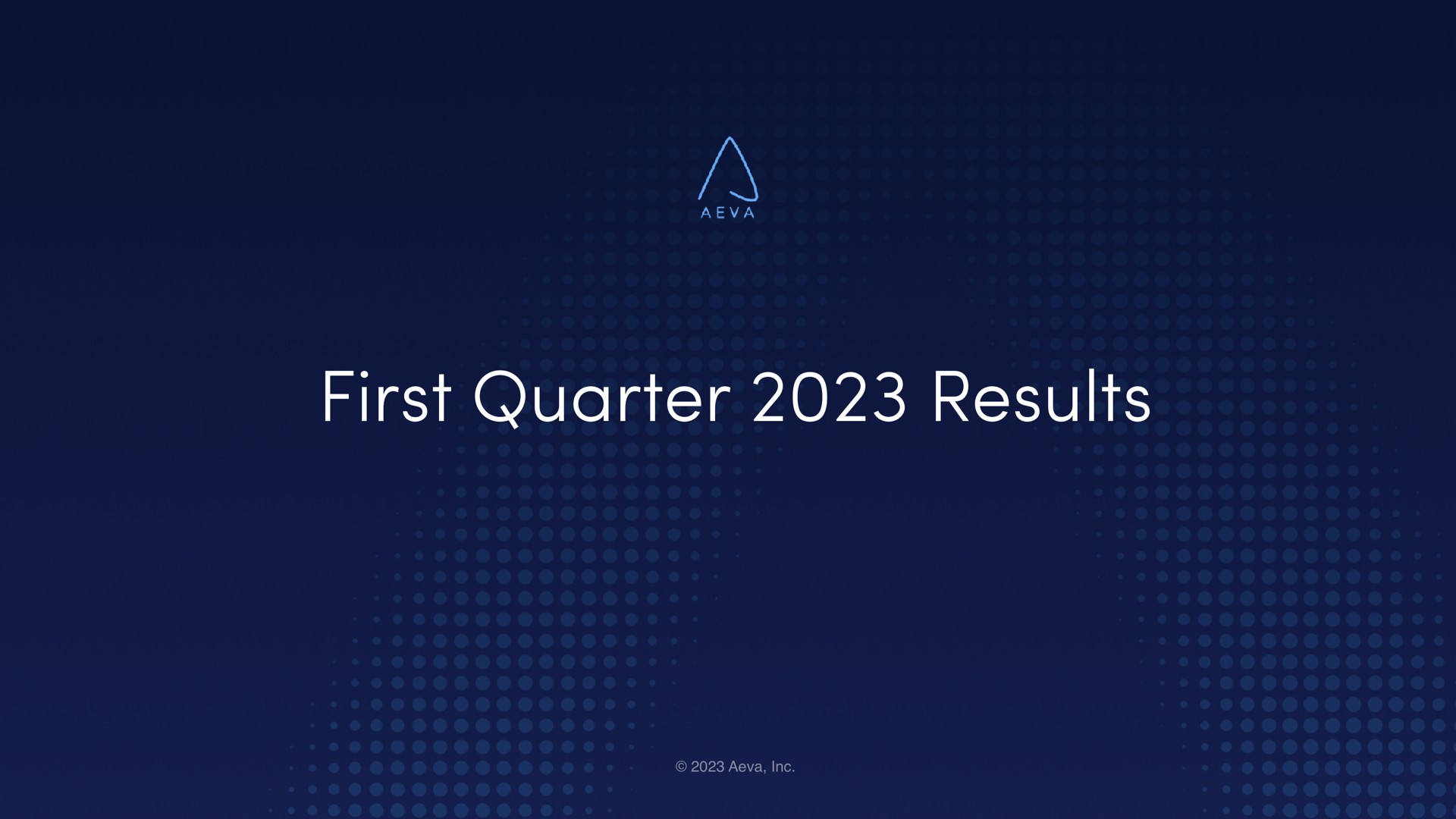 Aeva — First Quarter 2023 Results investment banking deck slide